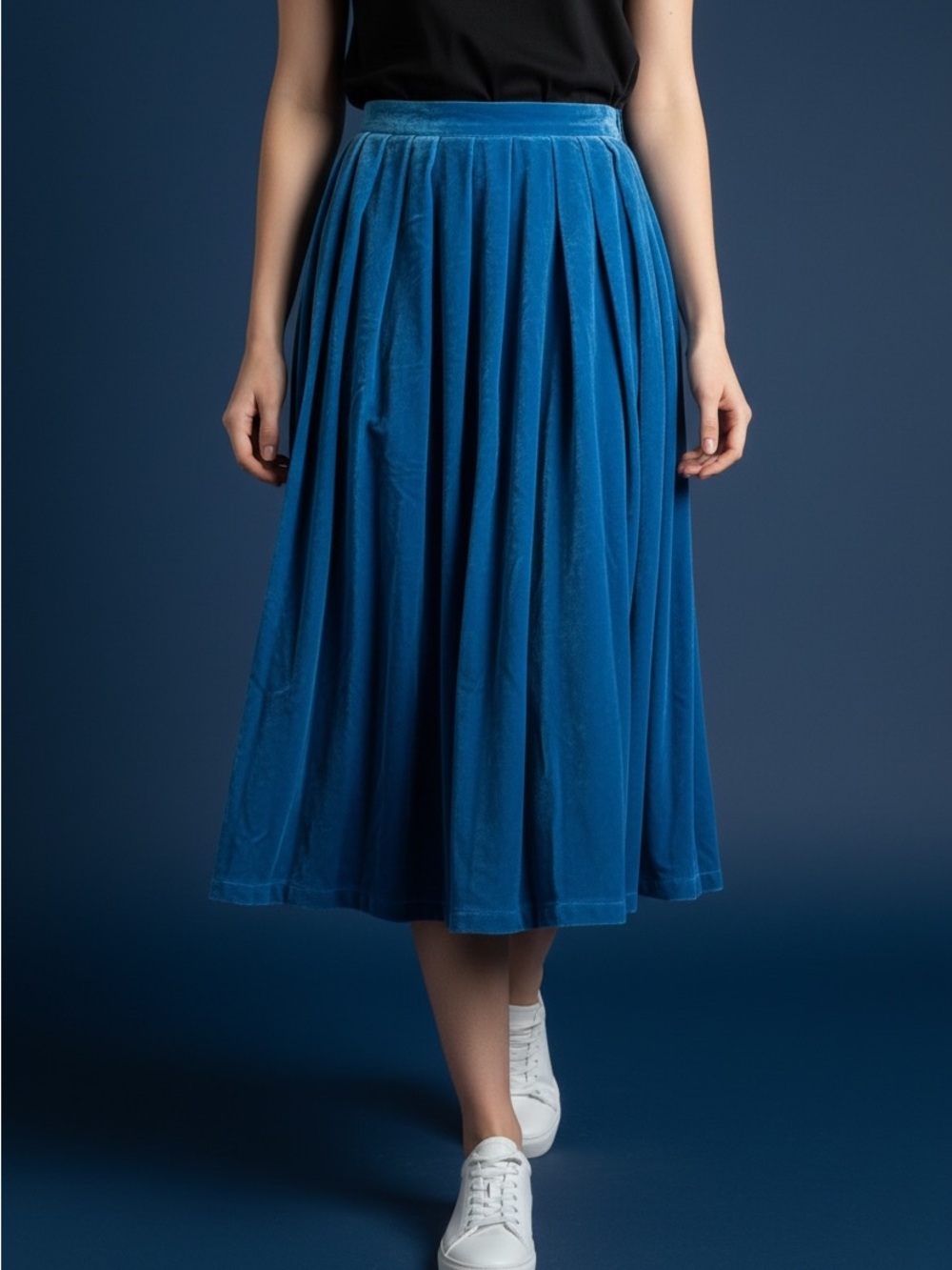 Designer velvet midi skirt
